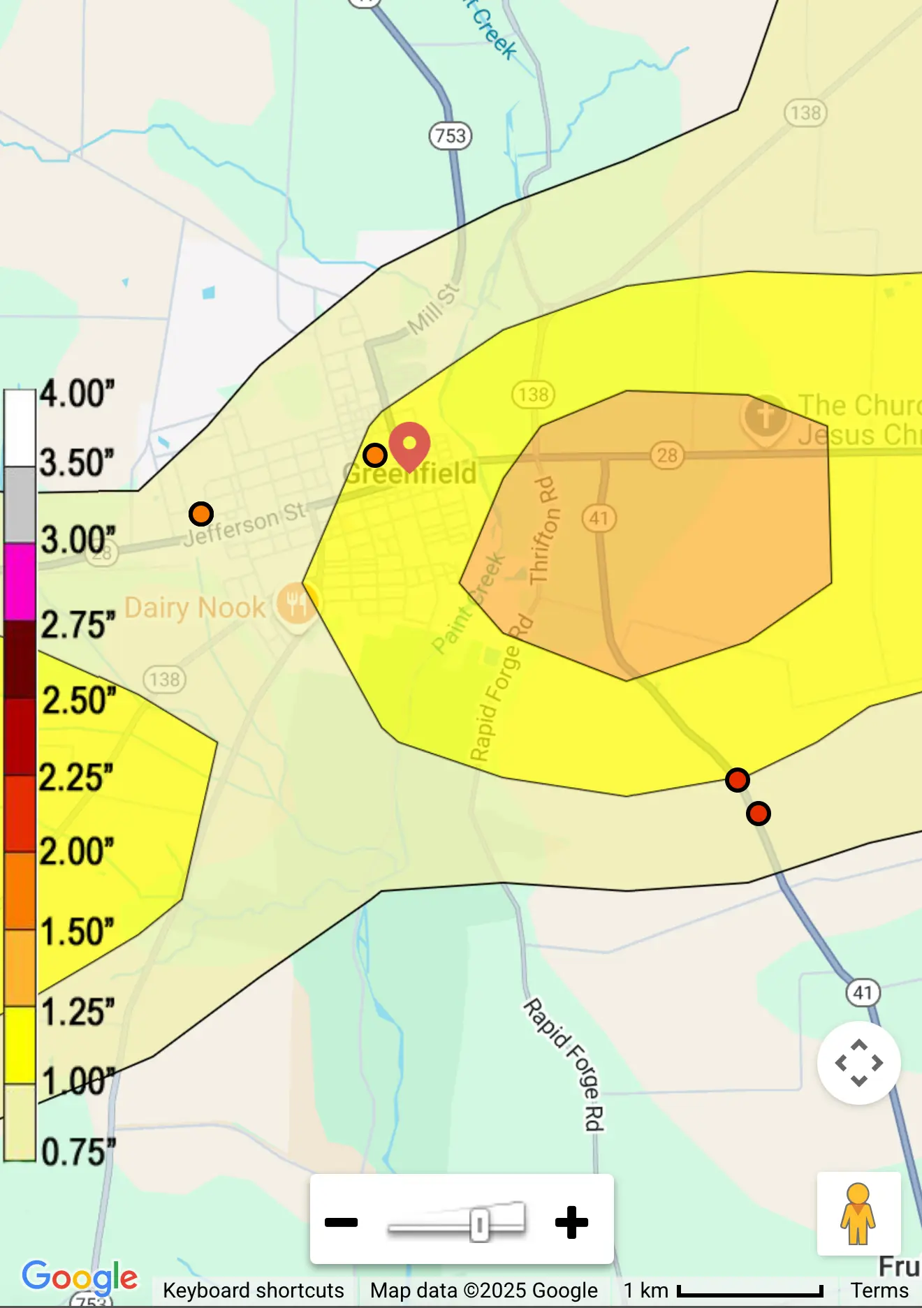 Greenfield Hail Map